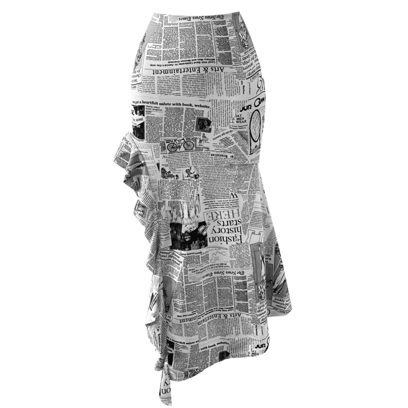 Thumbnail of Newspaper Print Cascade Skirt image