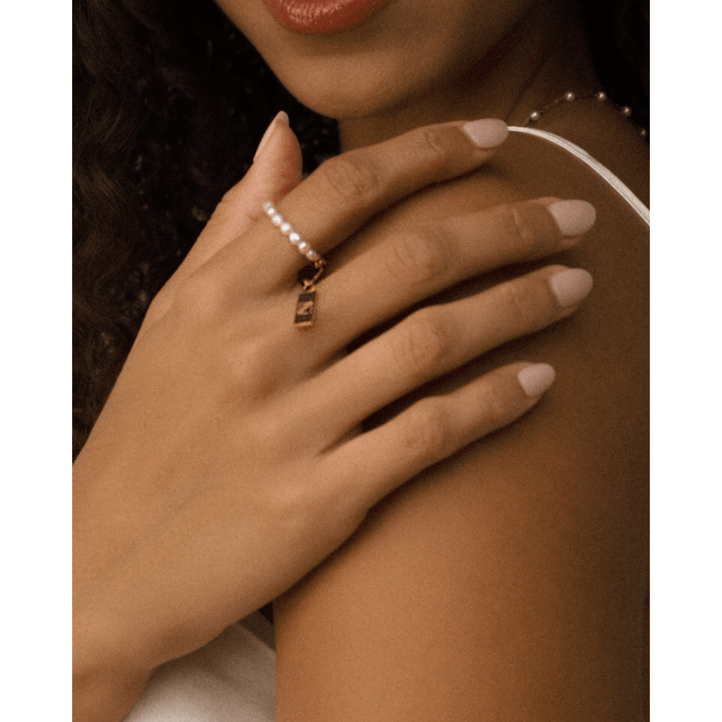 Thumbnail of Neya Adjustable Pearl Chain Ring image