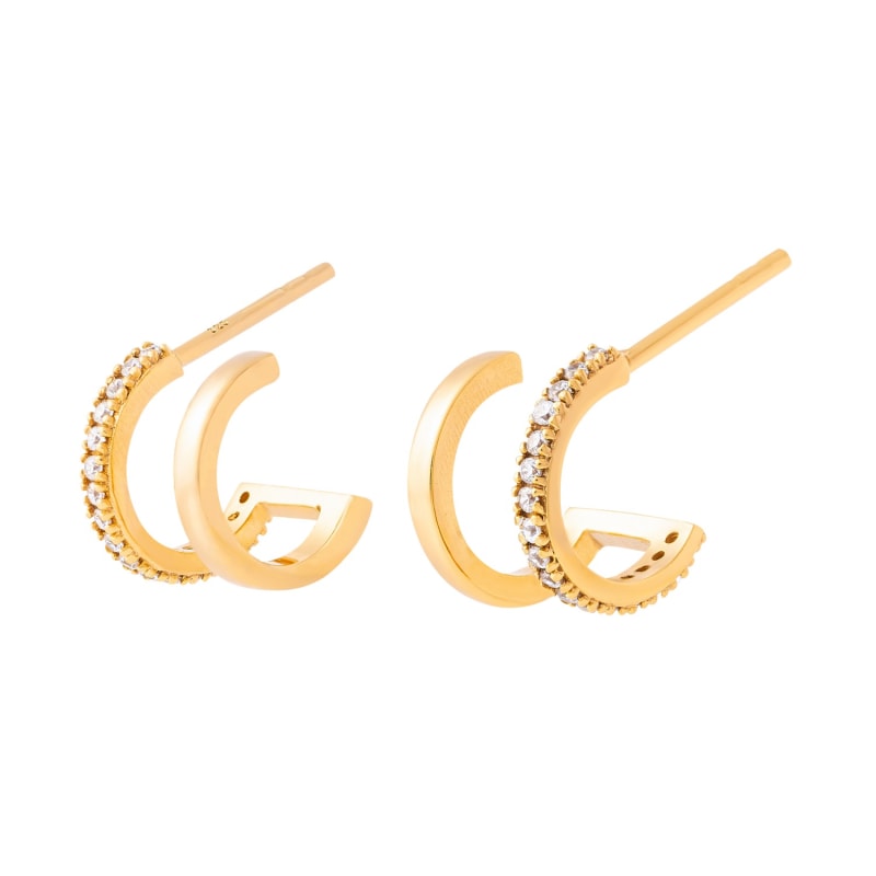 Thumbnail of Illusion Double Huggie Stud Earrings Gold image