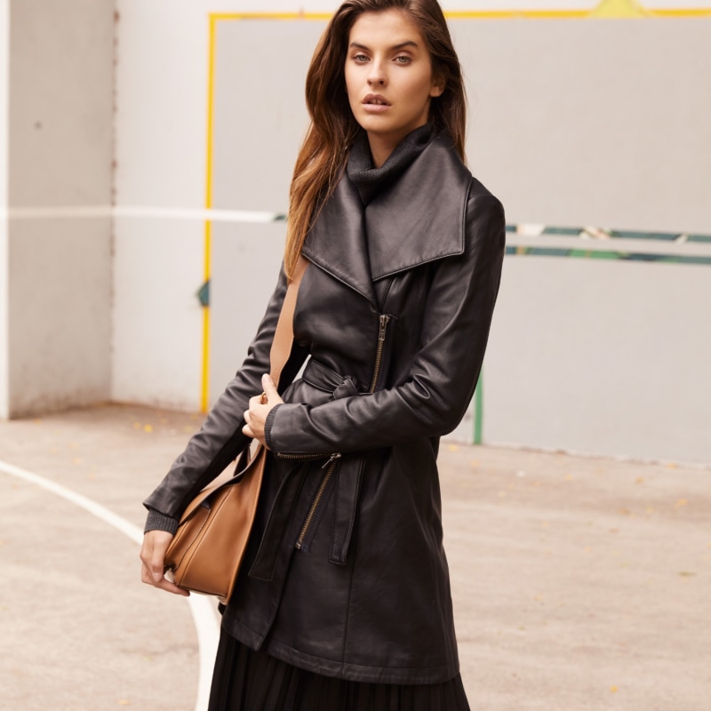 Thumbnail of Washington Street Drape Trench Black Leather image