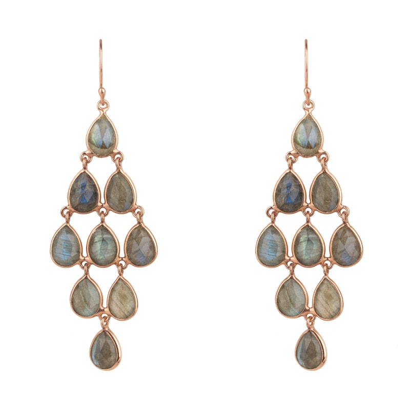 Thumbnail of Erviola Gemstone Cascade Earrings Rose Gold Labradorite image