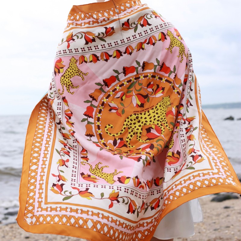 Thumbnail of Double Sided Silk Scarf Of Tropical Love image