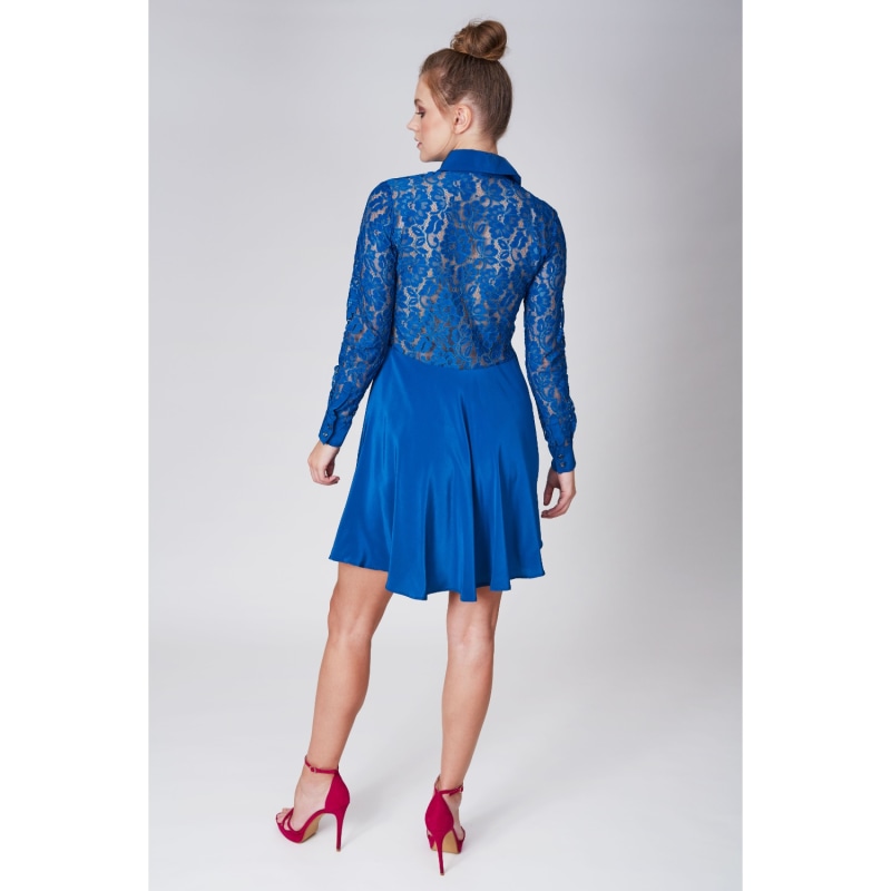 Thumbnail of Teal Lace Silk Dress image