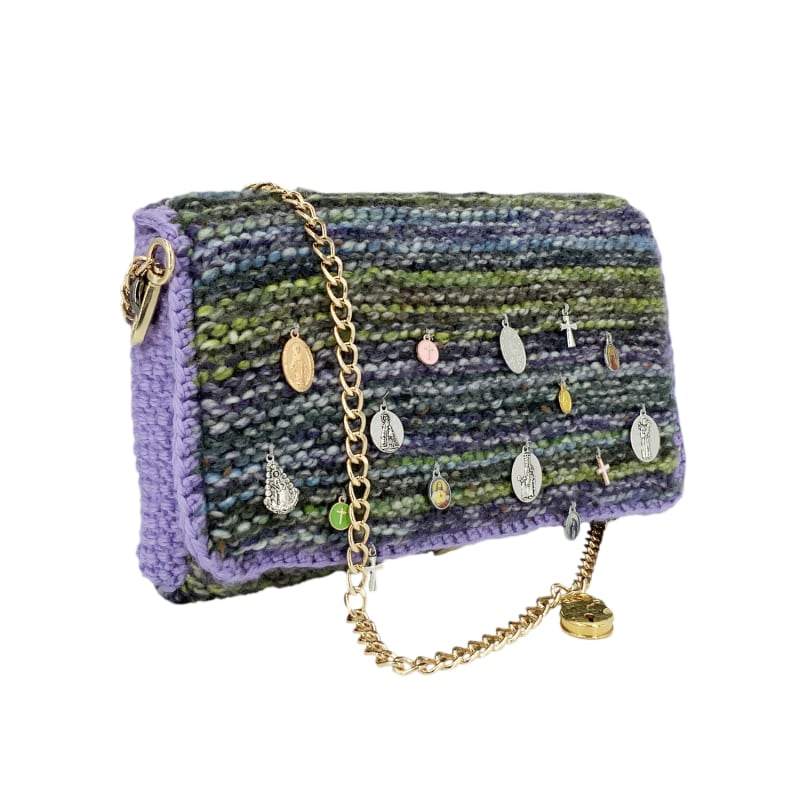 Thumbnail of Niebla - Hand Knitted Bag With Medals - Purple image