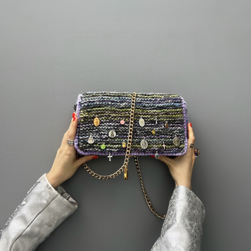 Thumbnail of Niebla - Hand Knitted Bag With Medals - Purple image