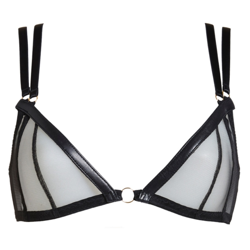 Ava Leather Peep Balcony Bra by Something Wicked