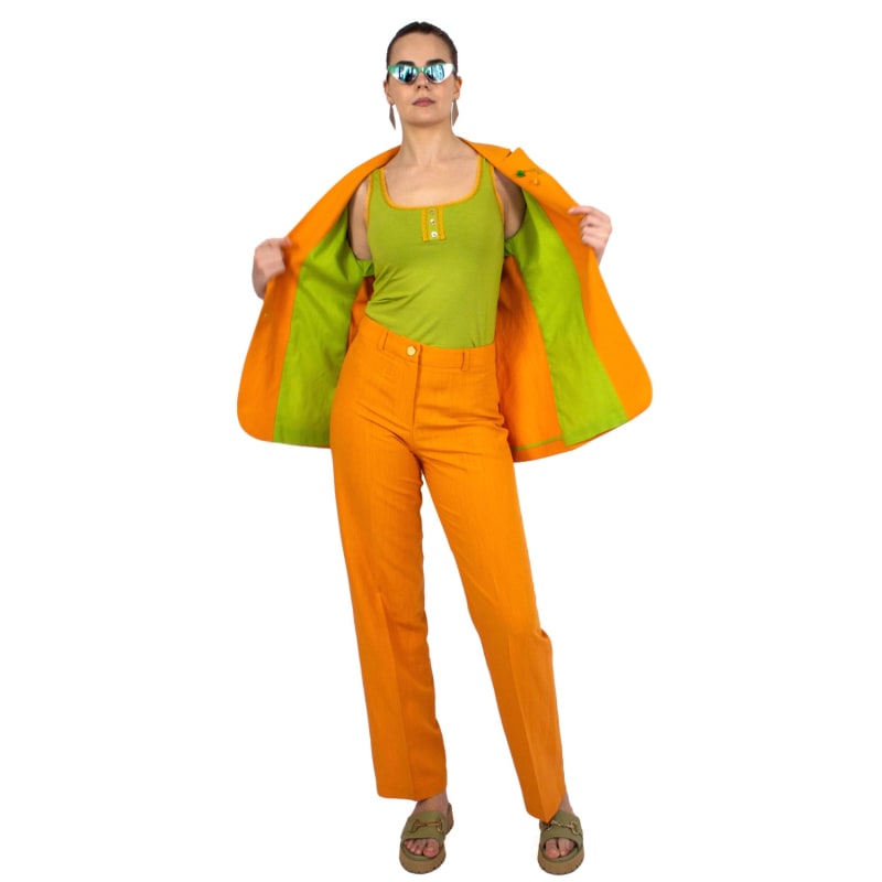 Thumbnail of Tailored Viscose Linen Orange Blazer Jacket image