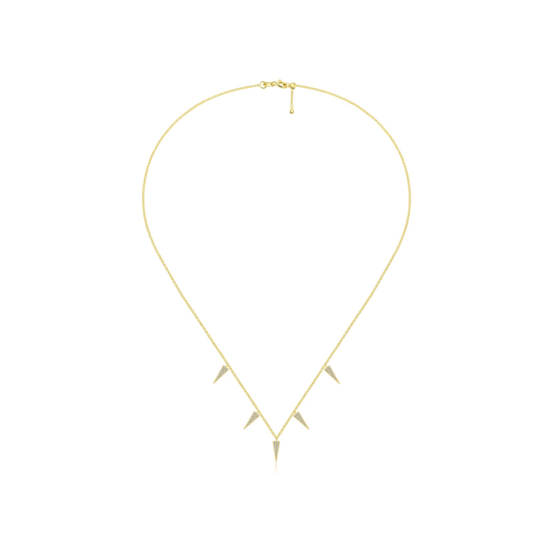 Thumbnail of 18K Yellow Gold Triangle Shape Diamond Necklace Choker image