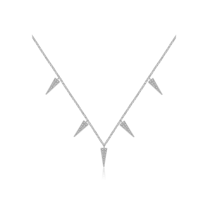 Thumbnail of 18K White Gold Triangle Shape Diamond Necklace Choker image