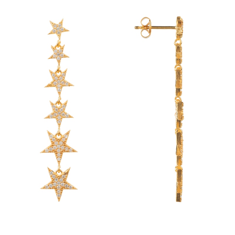 Thumbnail of Graduated Star Drop Earring Gold image