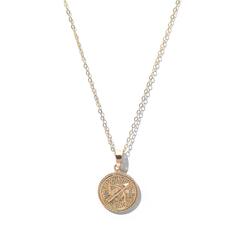 Thumbnail of Sagittarius Zodiac Medallion Pendant Gold Filled Necklace image