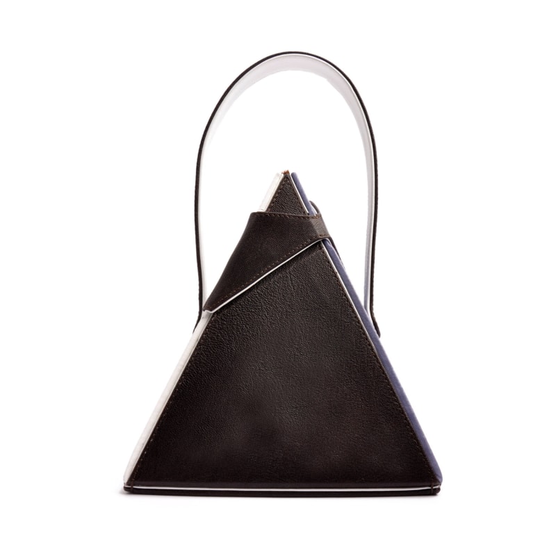 Pyramide Art Couture Handbag In Avio Brown & White | OSTWALD Finest ...