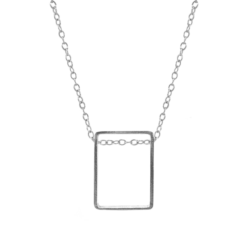 Thumbnail of Bowen Box Mini Geometric Silver Necklace Pendant image