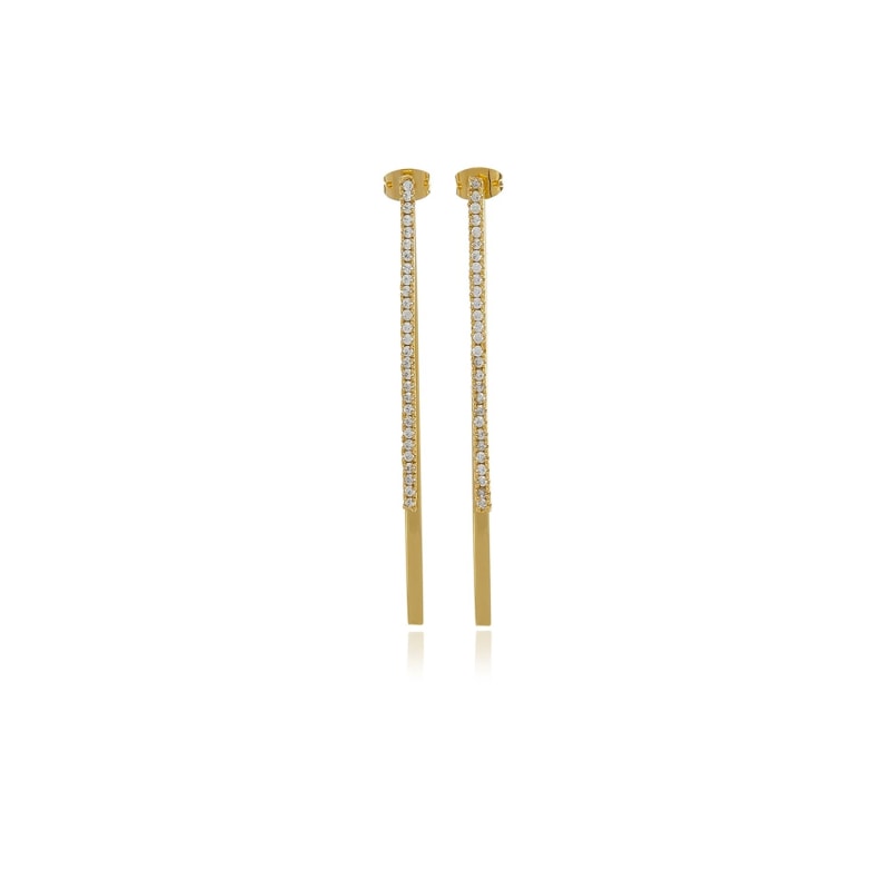 Thumbnail of Gold Double Bar Diamond Earrings image