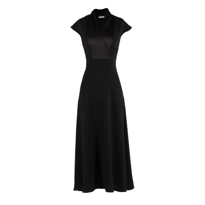 Noir Elegance, Chic Black Collared Dress For All Seasons by Tuva Collection