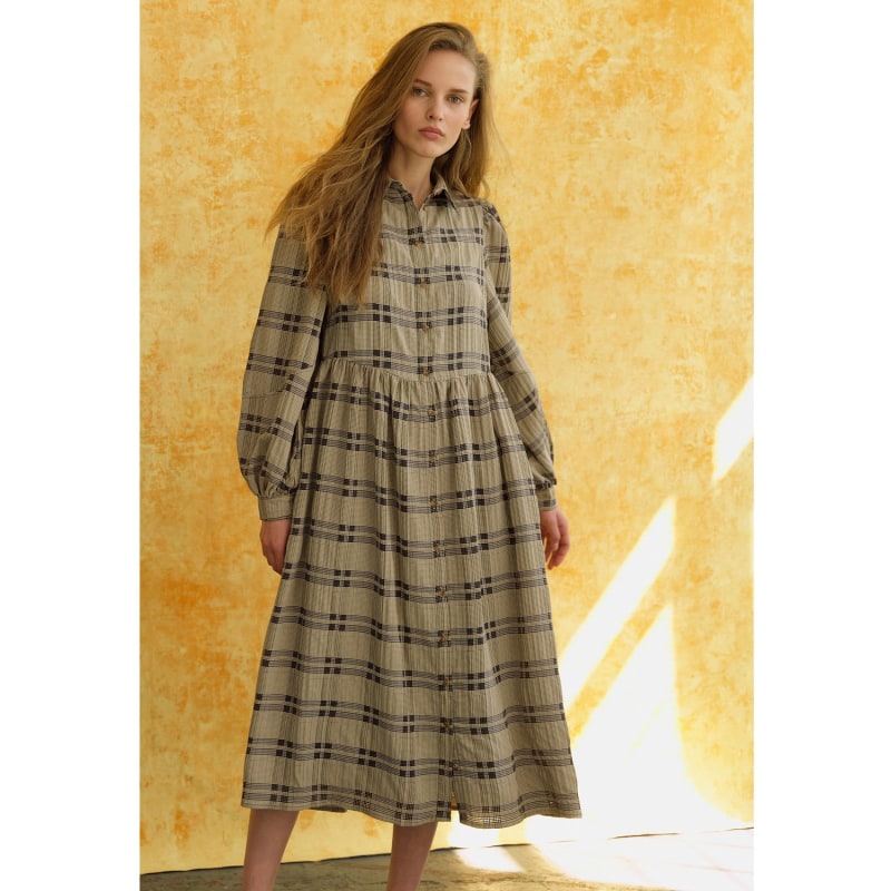 Thumbnail of Nora Brown & Black Check Shirt Dress image