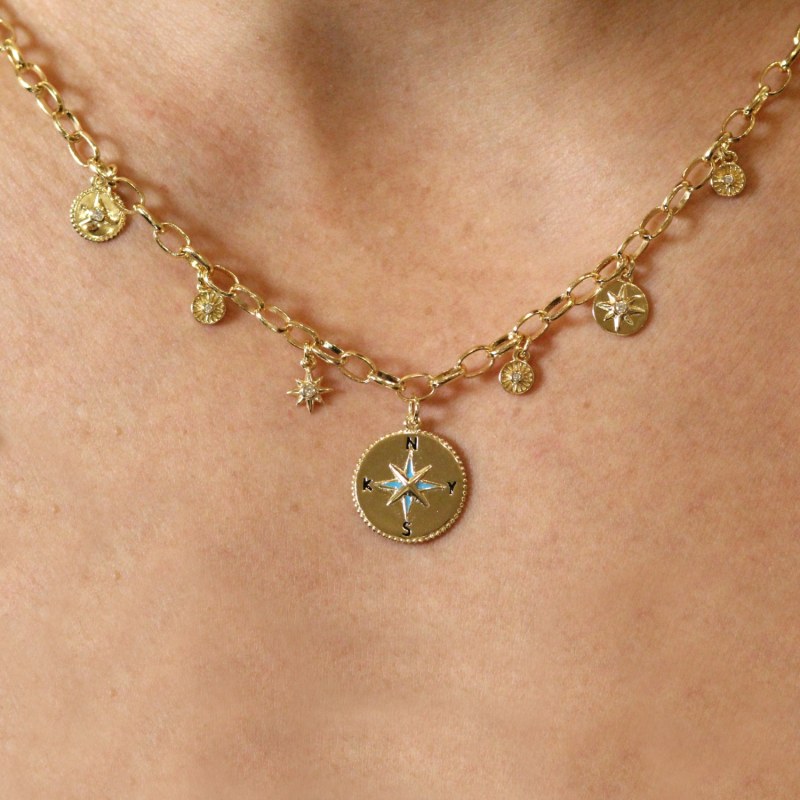 North Star Charms Gold Necklace, VicStoneNYC Fine Jewelry