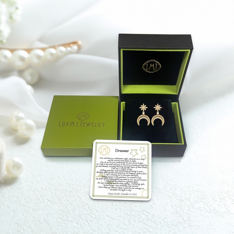 Thumbnail of North Star Moon Crescent Earrings In 14 Kt Yellow Gold Vermeil On Sterling Silver image