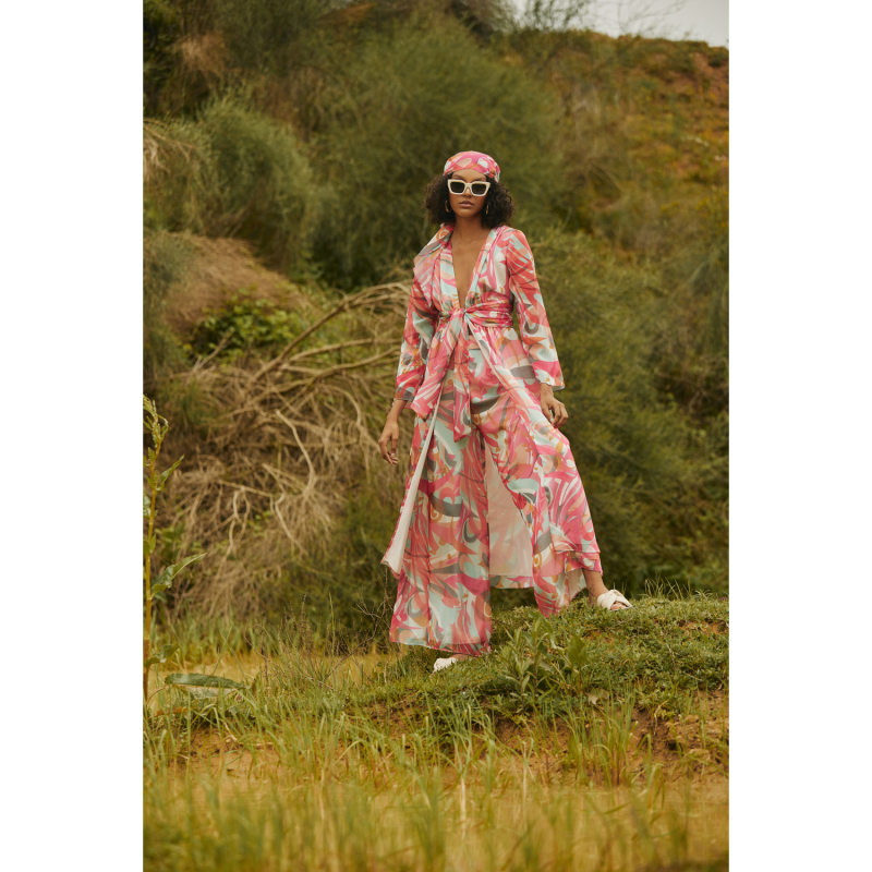 Thumbnail of Nova Kimonos set with ciffon trousers - Pink&Purple image