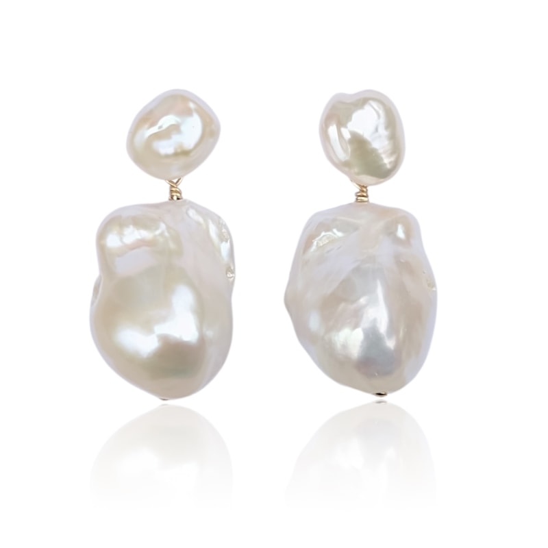 Large baroque pearl drop earrings best sale