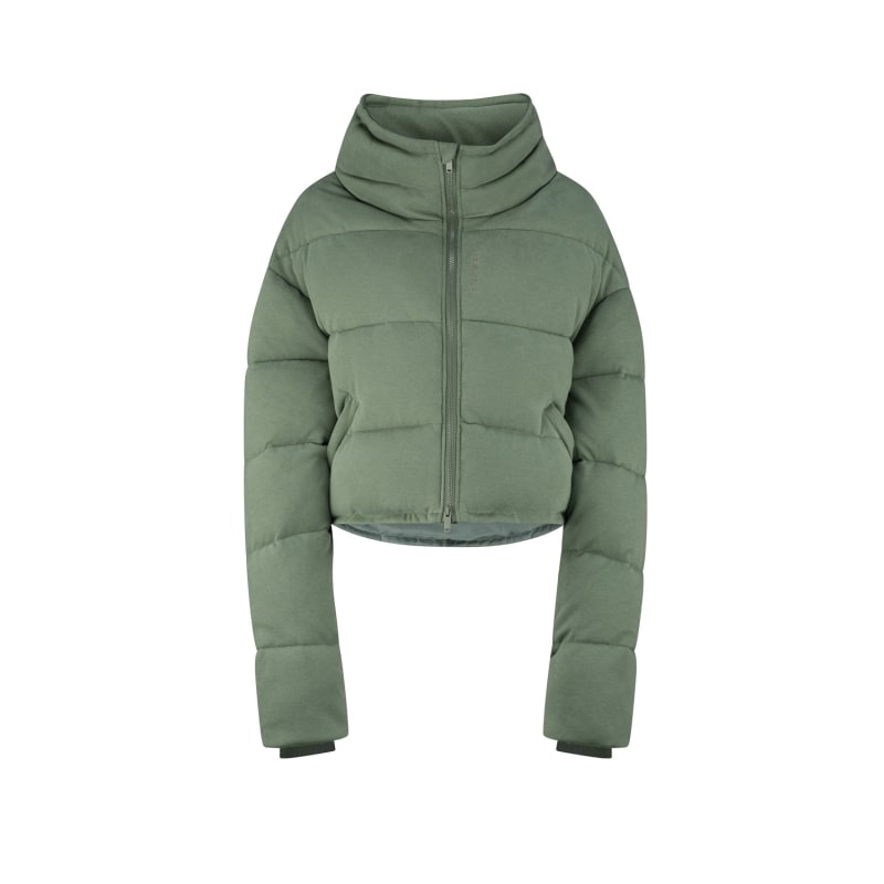 Green cropped puffer jacket top