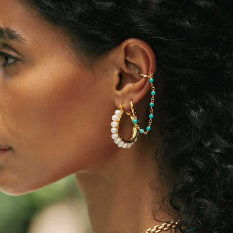 Nox Turquoise Beaded Ear Cuff by Ottoman Hands