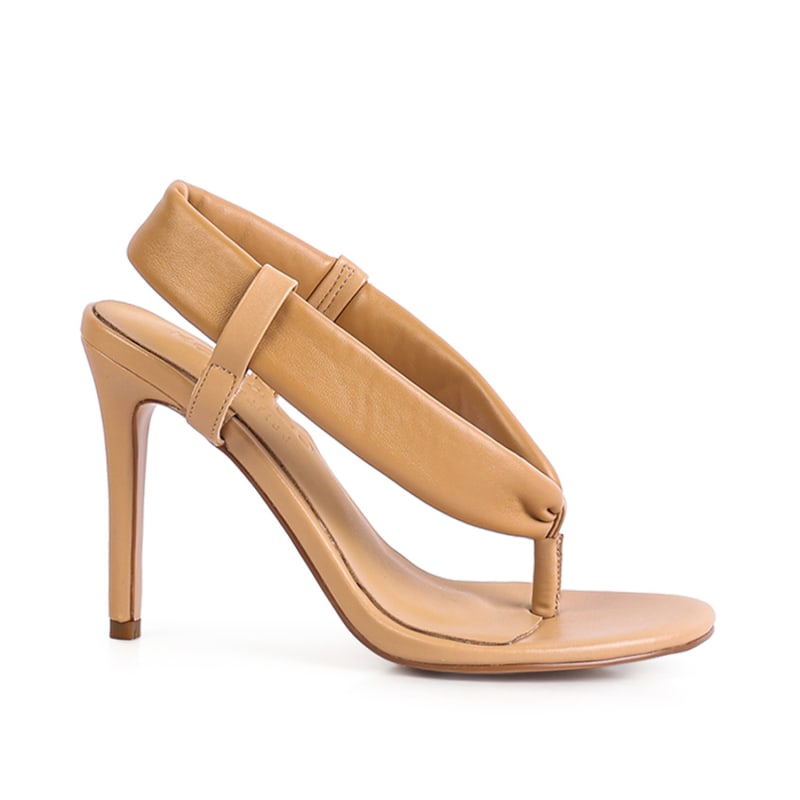 Singles Beige High Heeled Thong Sandals by Rag Co
