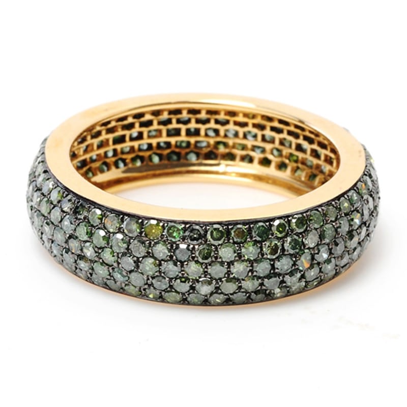 14K Gold Full Eternity Women S Band With Green Diamonds by Artisan