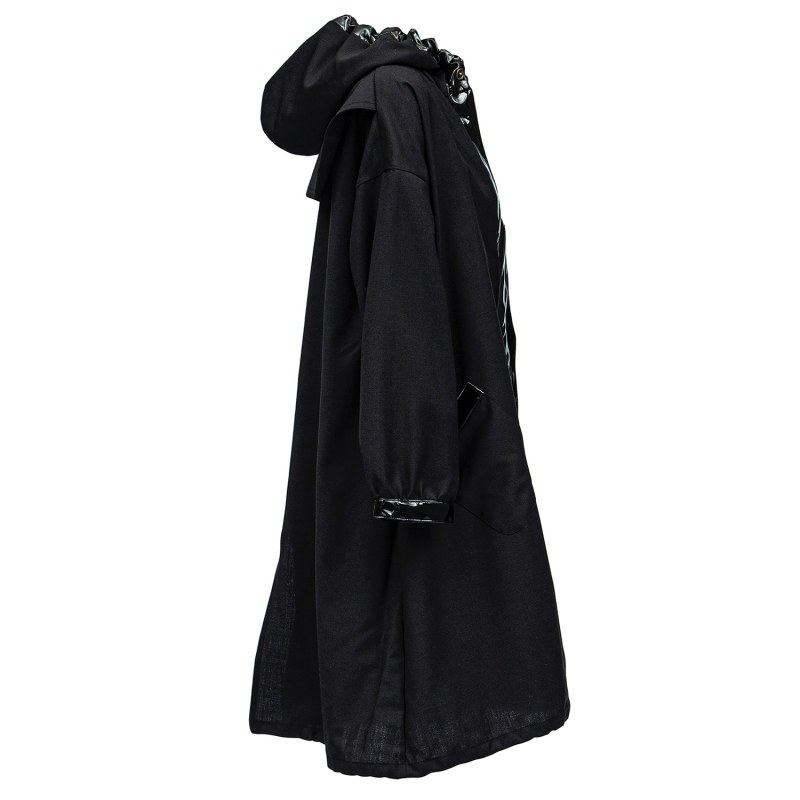 Thumbnail of Joanna - Hooded Wool Trench Coat - Black image