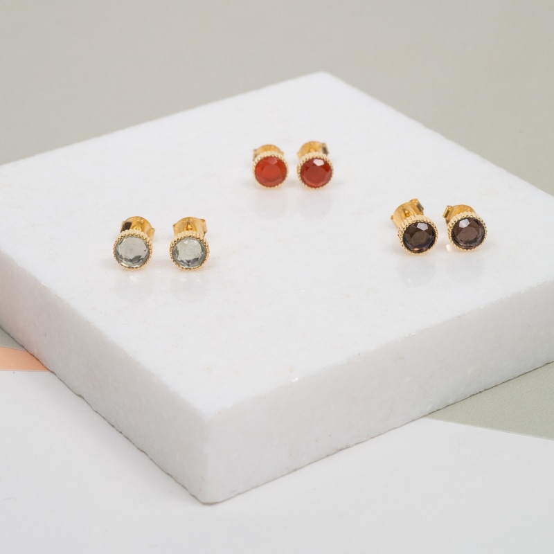 Thumbnail of Barcelona July Birthstone Stud Earrings - Carnelian image