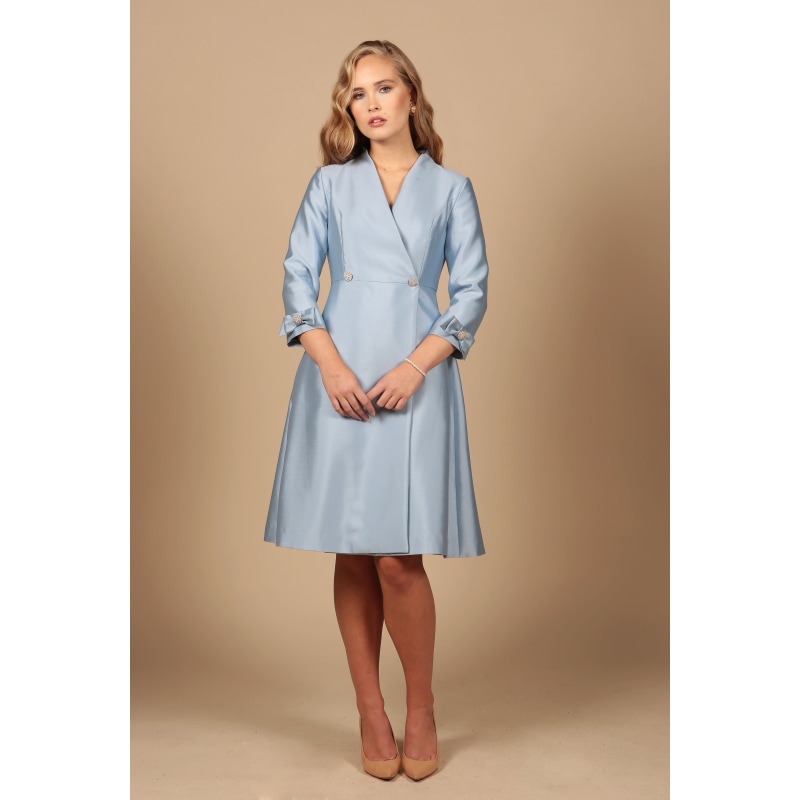 Thumbnail of 'Astor' 100% Wool & Silk Dress Coat In Blu image