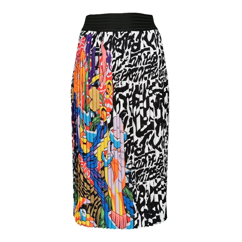 Thumbnail of Colorful Abstract Print Pleated Midi Skirt image