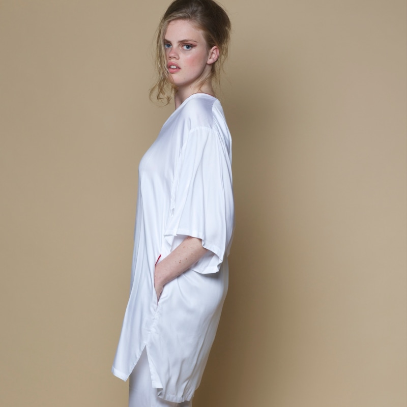 Thumbnail of Vegan Silk Bamboo Short Kaftan Tunic Dress White image