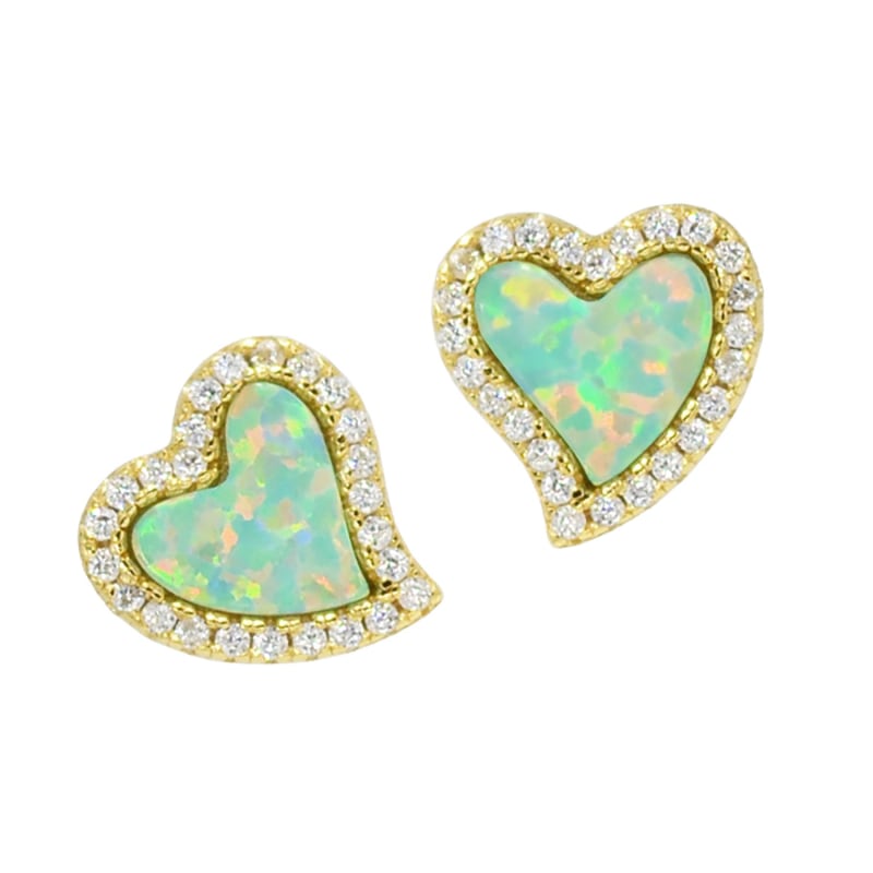 Thumbnail of Amore Heart Stud Earrings - Green image