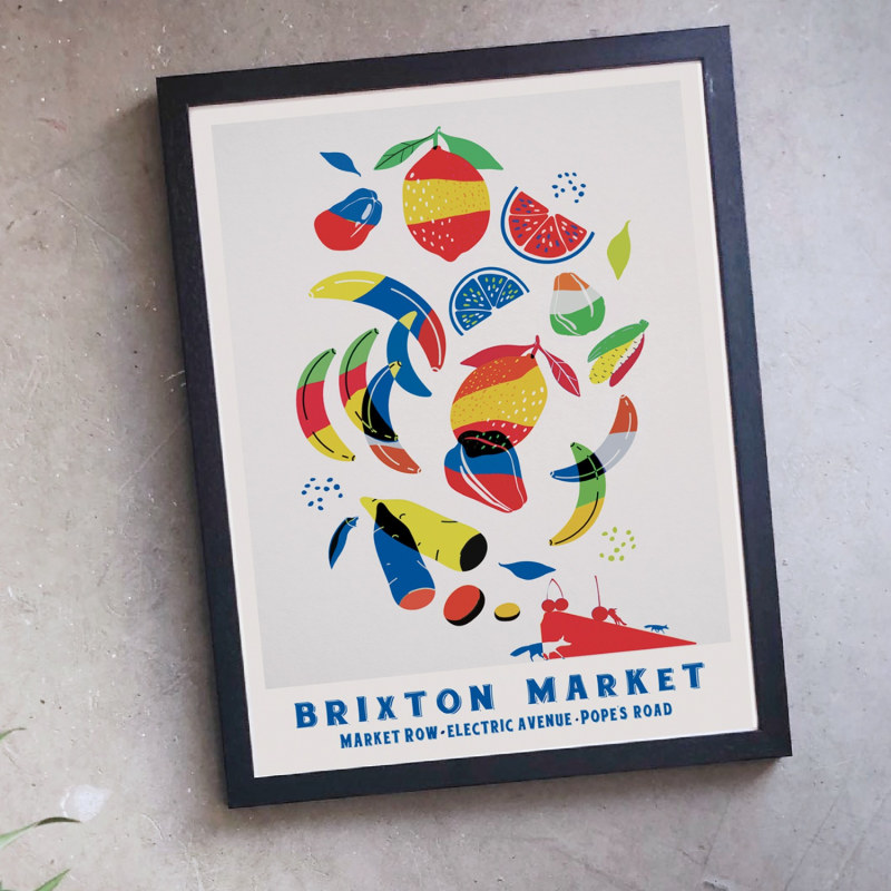 Thumbnail of Brixton Market London Illustrated Art Print image