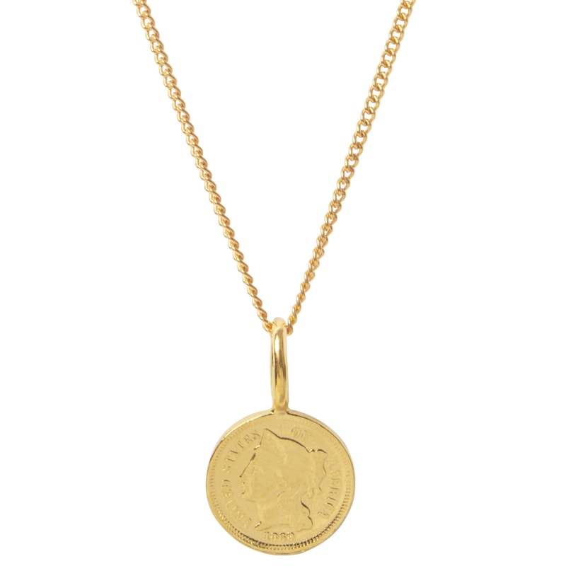 Thumbnail of American Coin Necklace In Yellow Gold Plate image