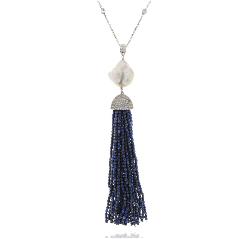 Thumbnail of Lapis Baroque Tassel Necklace image