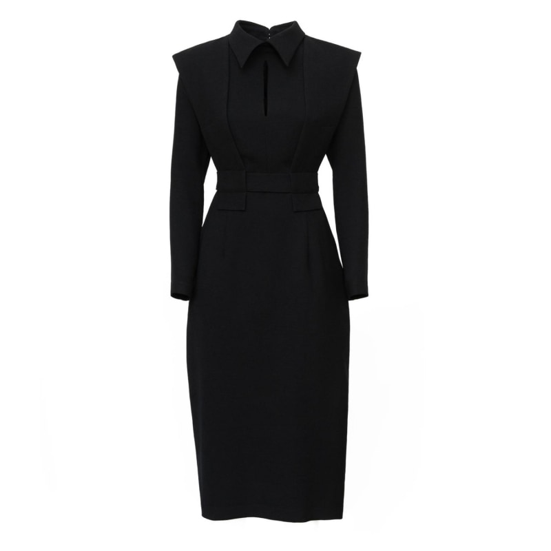 Thumbnail of Black Fashion Fitted Midi Dress image