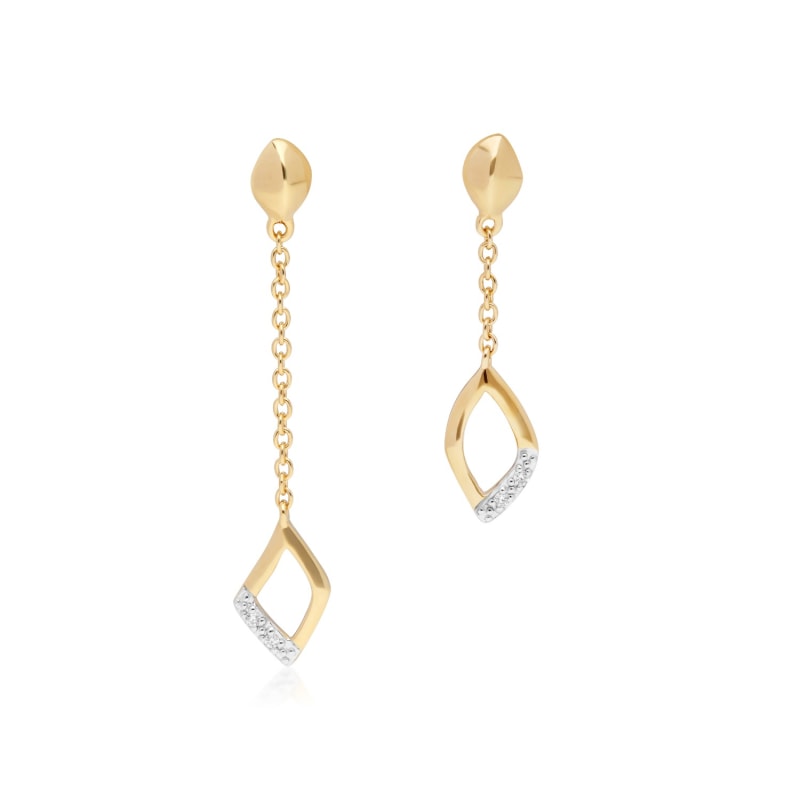 Thumbnail of Asymmetric Diamond Pave Dangle Earrings In Yellow Gold image