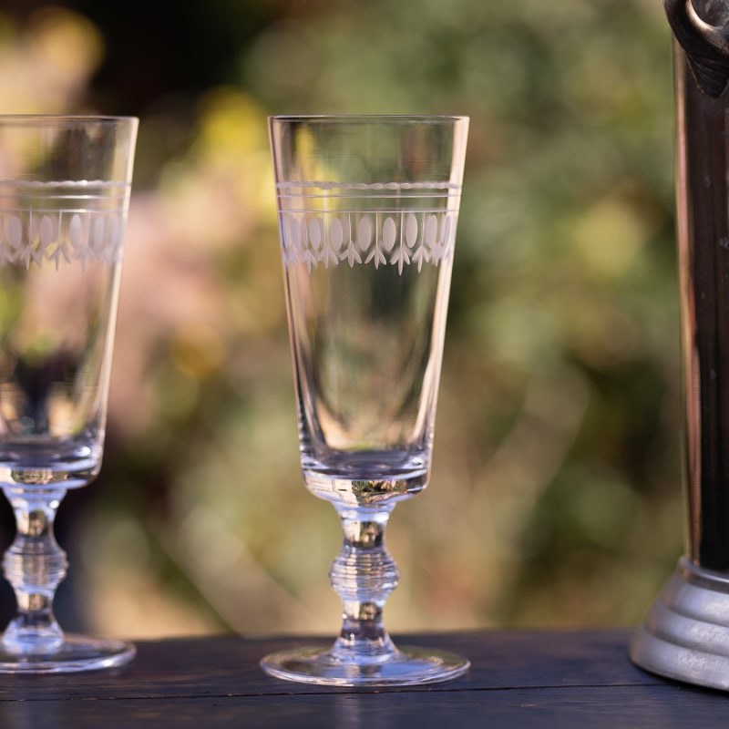 Thumbnail of A Set Of Four Champagne Flutes With Ovals Design image