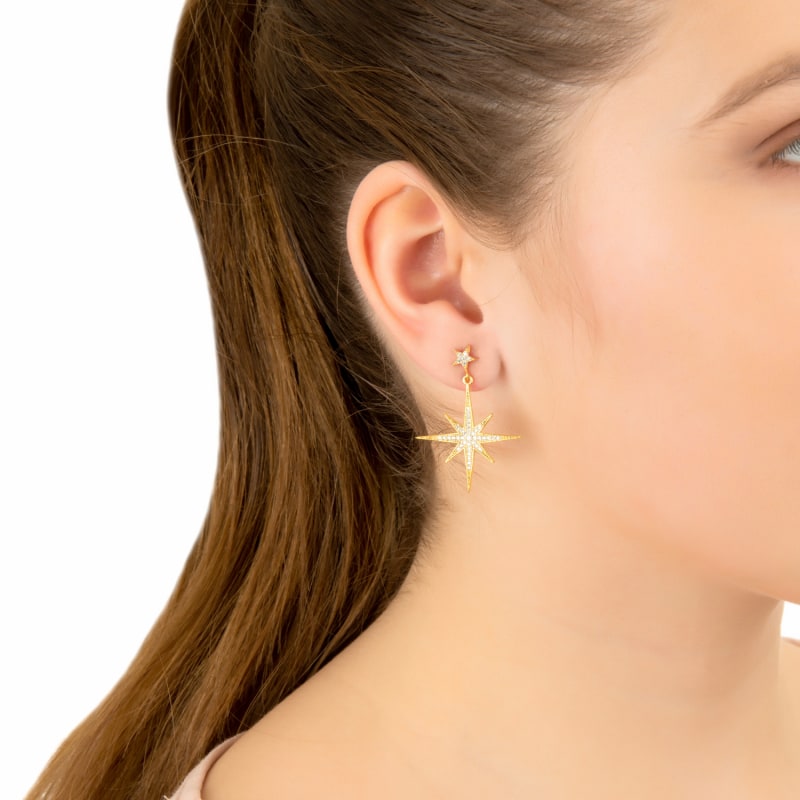 Thumbnail of Petite Star Burst Drop Earring Rosegold image