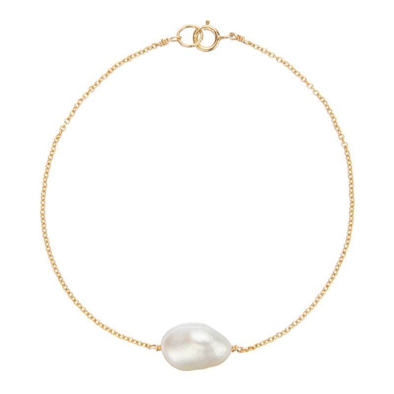 Thumbnail of Gold Large Single Pearl Bracelet image