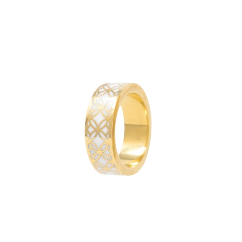 Thumbnail of Signature Gold Mother Pearl Resin Band Ring image