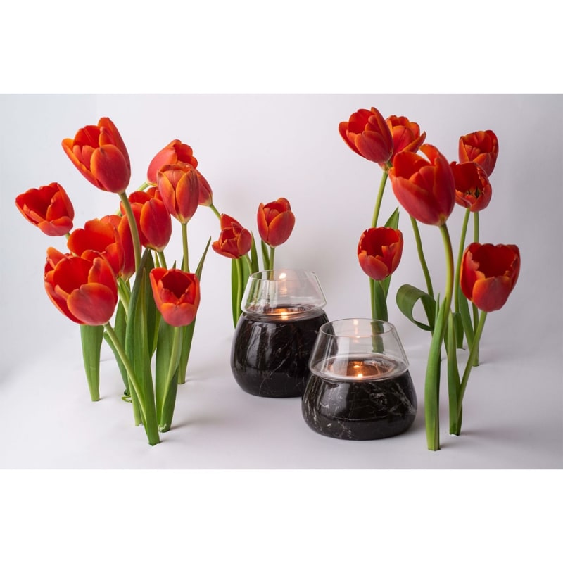 Thumbnail of Vaina Large Candle Holder Glass - Black Marble image