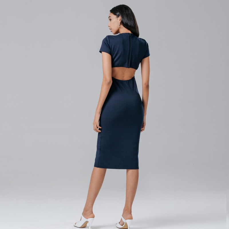 Thumbnail of Cut Out Navy Midi Dress image