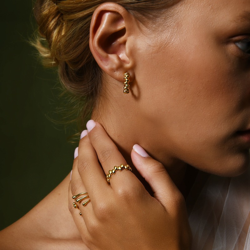 Thumbnail of Gold Vermeil Ness Water Droplet Hoop Earrings image