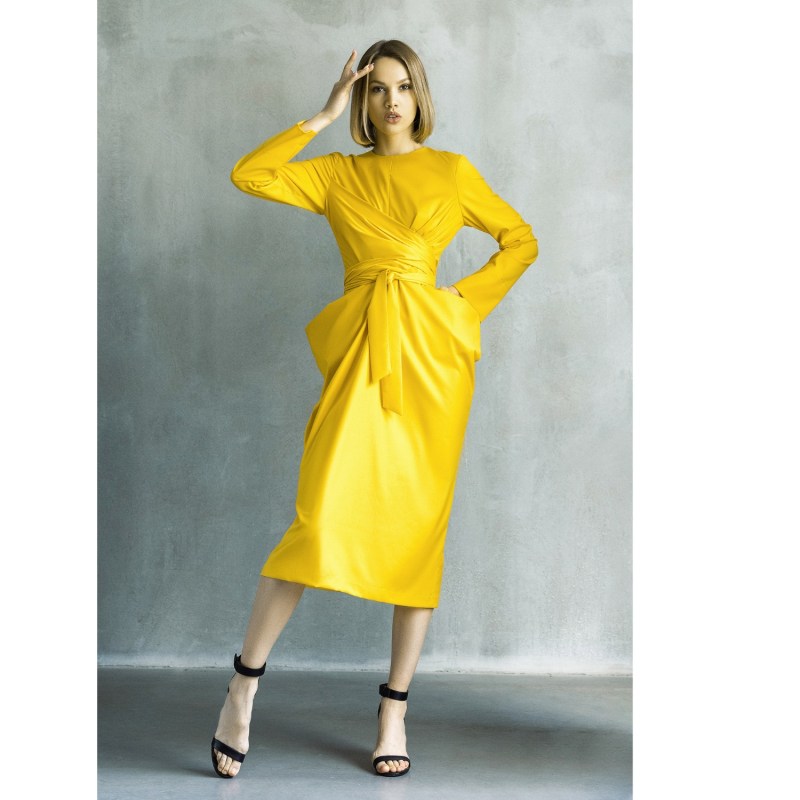 yellow midi dress