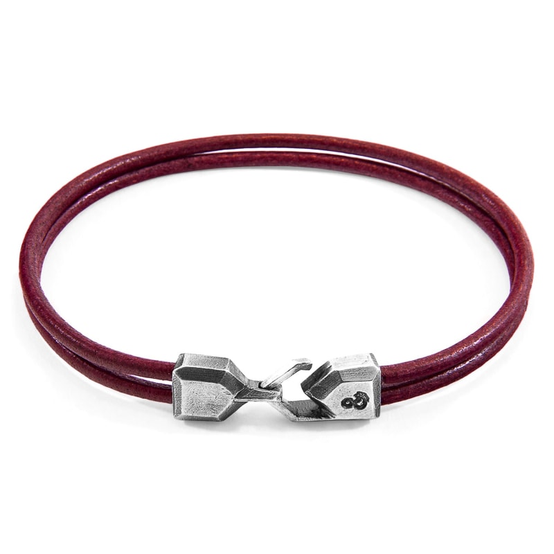 Thumbnail of Bordeaux Red Cromer Silver & Round Leather Bracelet image