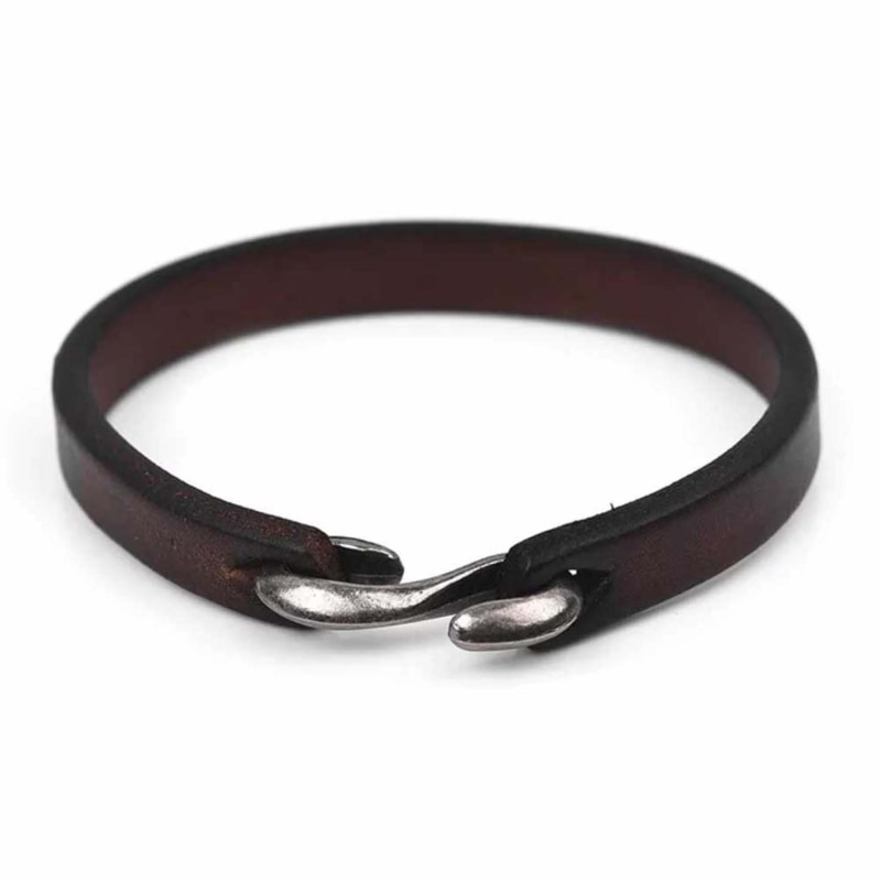 Silver Hook Bracelet,hook Charm Jewelry.brown/black Cow Leather Bracelet,real  Cow Leather,fashion Je on Luulla