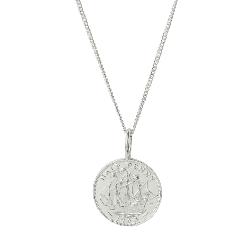 Thumbnail of British Half Penny & Chain In Sterling Silver image